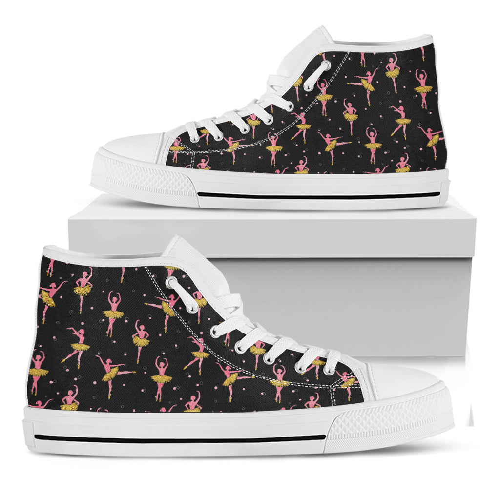 Dancing Ballet Pattern Print White High Top Shoes