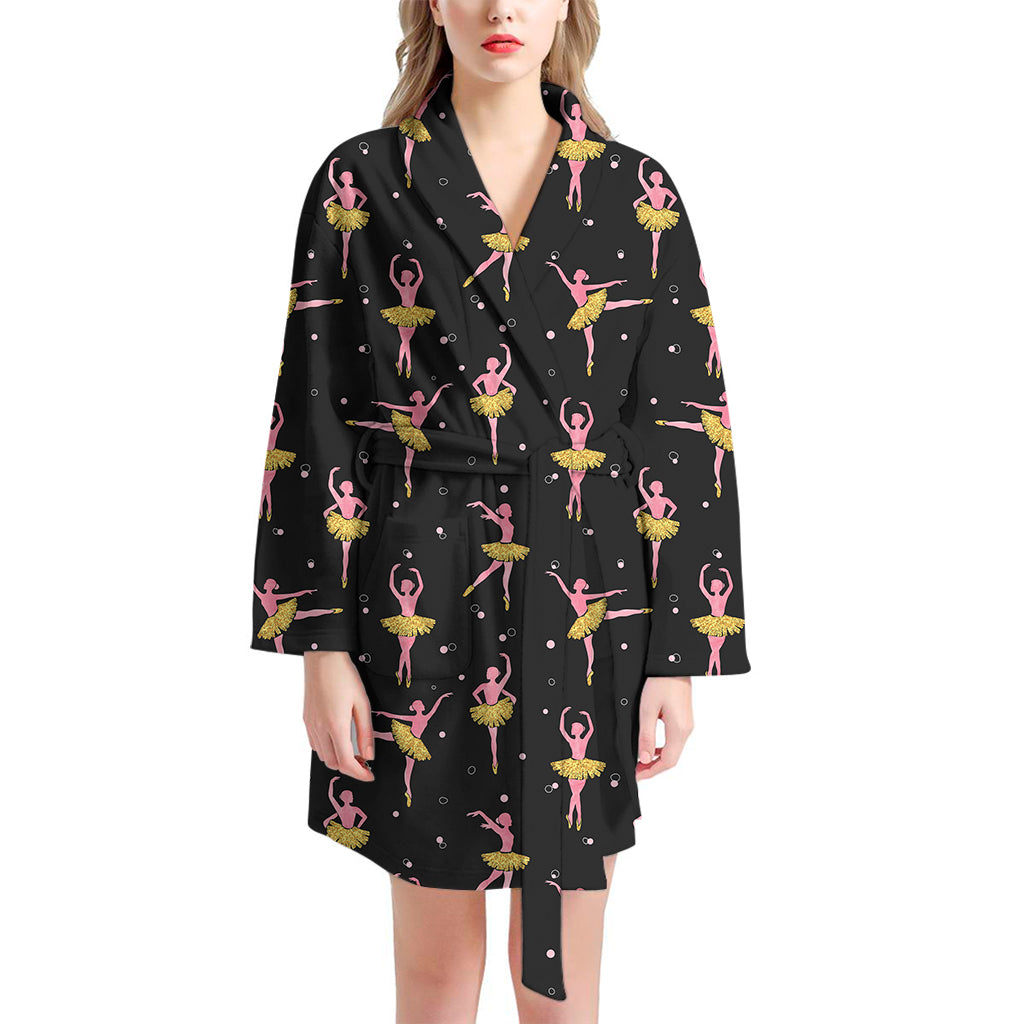 Dancing Ballet Pattern Print Women's Bathrobe