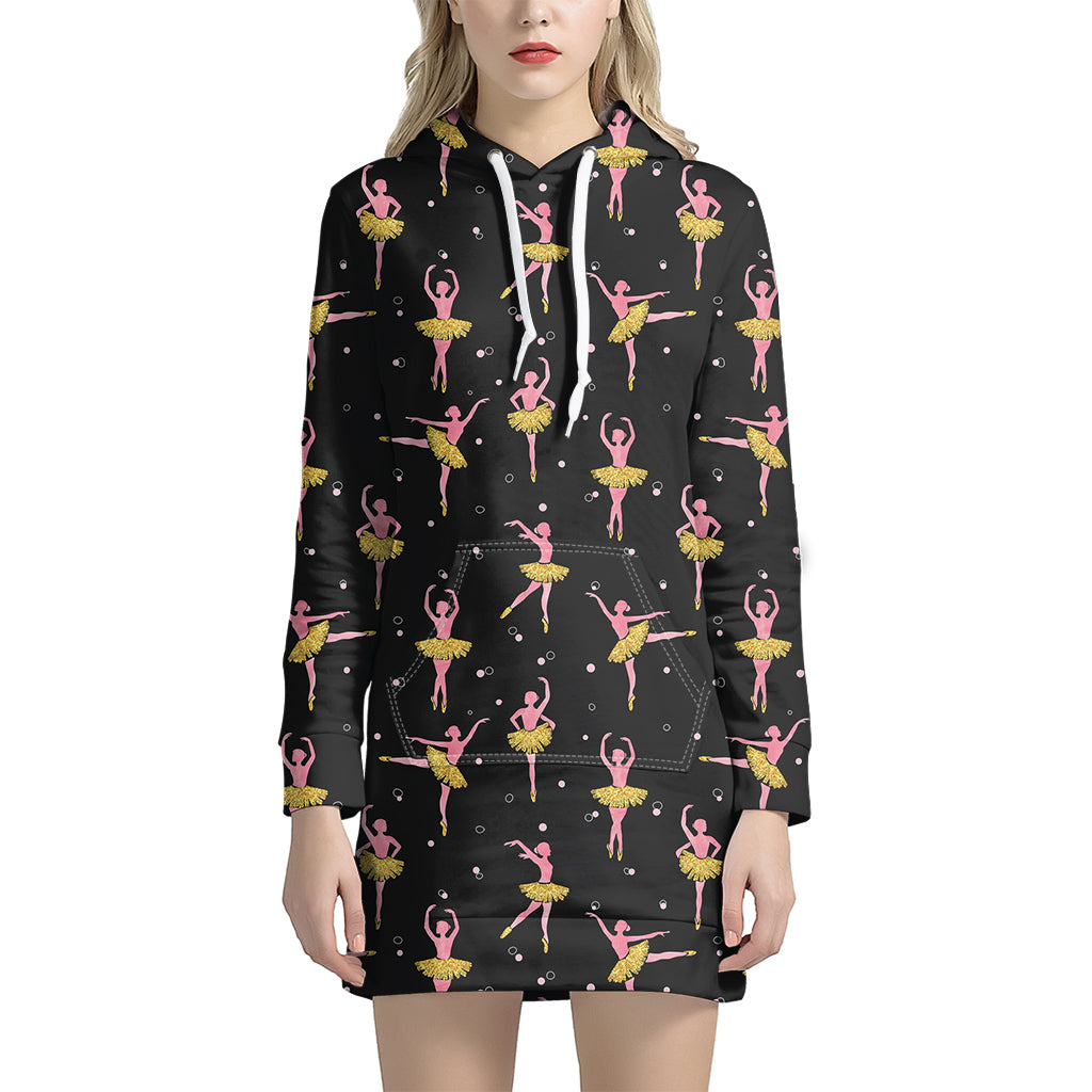 Dancing Ballet Pattern Print Women's Pullover Hoodie Dress