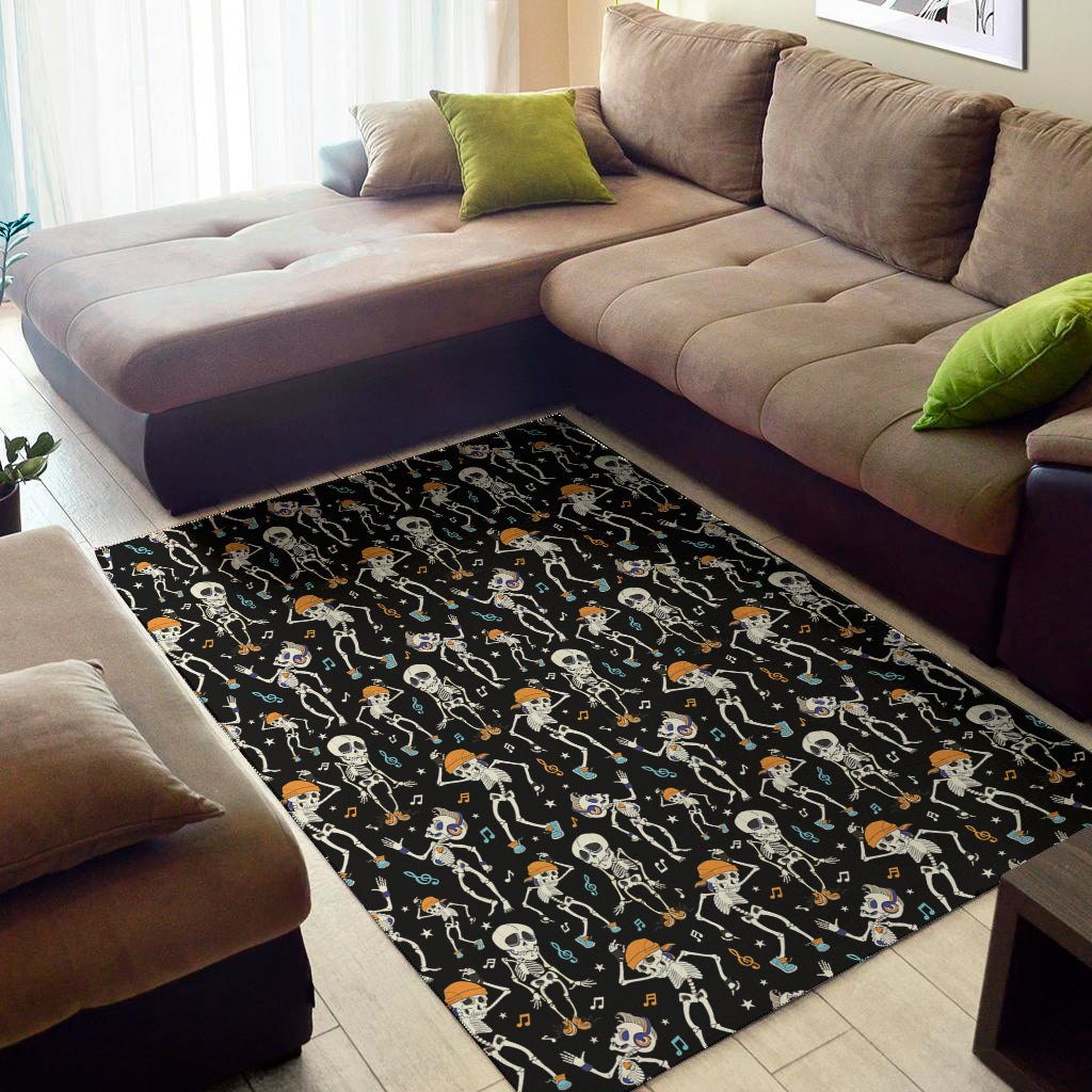 Dancing Skeleton Party Pattern Print Area Rug