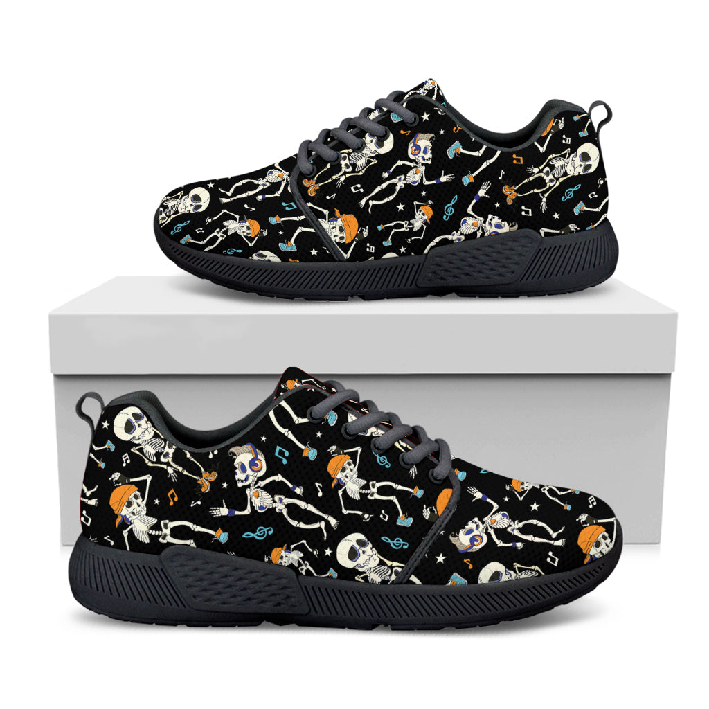 Dancing Skeleton Party Pattern Print Black Athletic Shoes