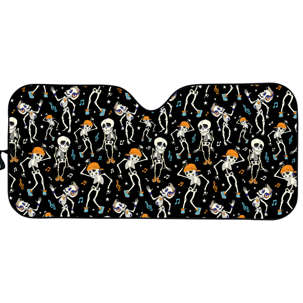 Dancing Skeleton Party Pattern Print Car Sun Shade