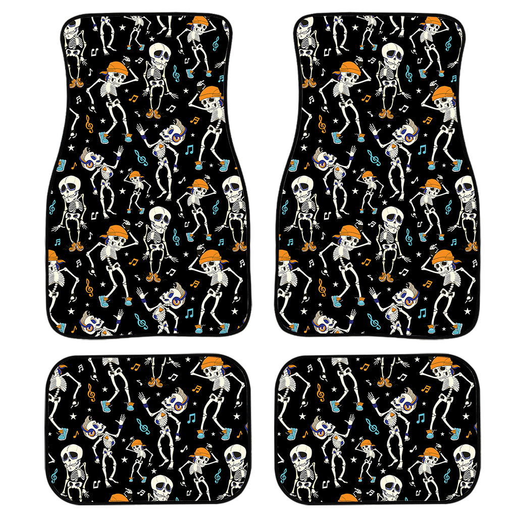 Dancing Skeleton Party Pattern Print Front and Back Car Floor Mats