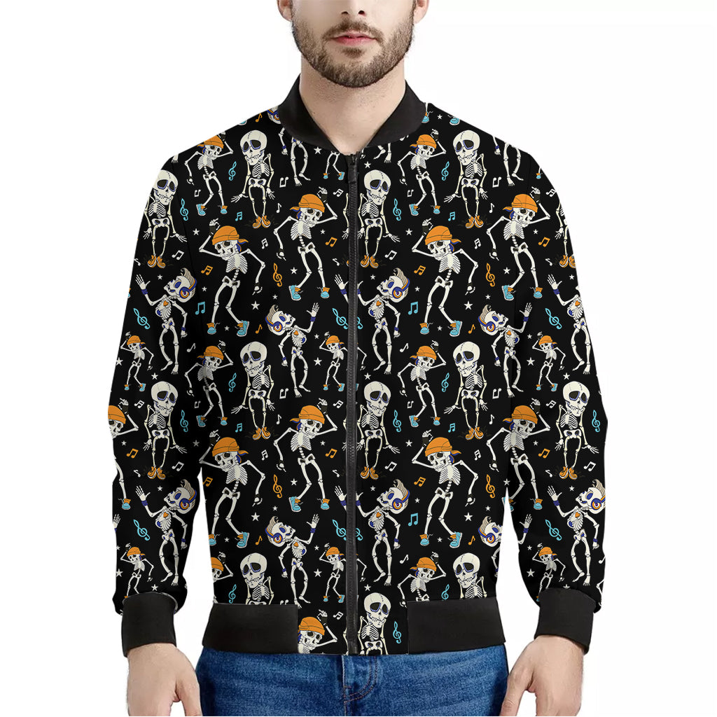 Dancing Skeleton Party Pattern Print Men's Bomber Jacket