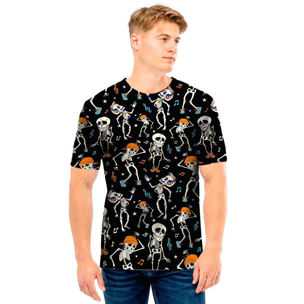 Dancing Skeleton Party Pattern Print Men's T-Shirt