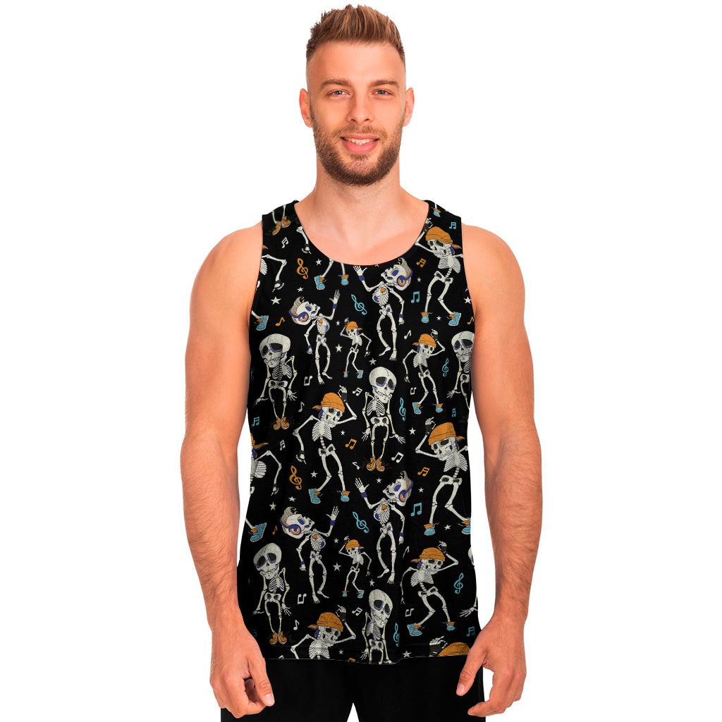 Dancing Skeleton Party Pattern Print Men's Tank Top