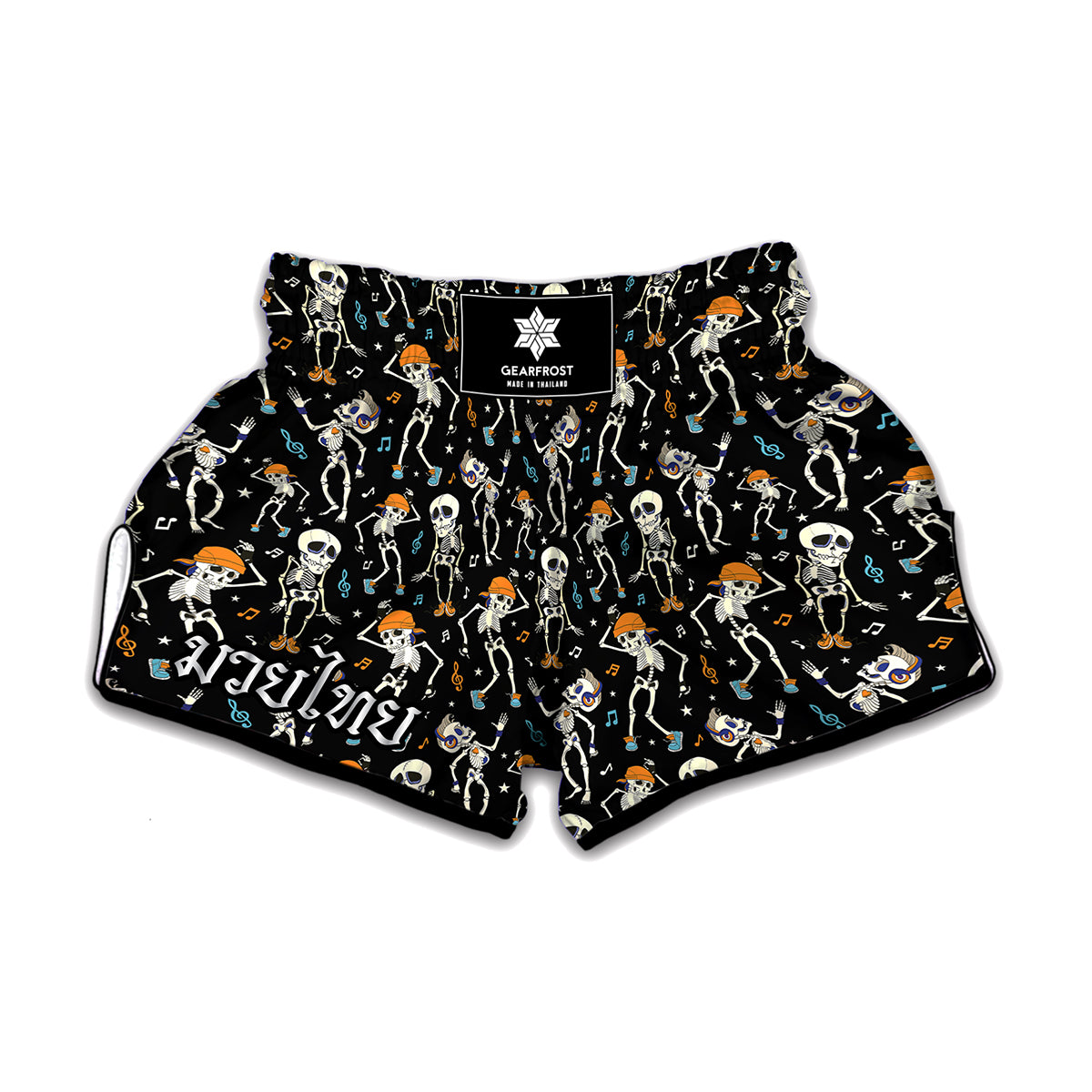 Dancing Skeleton Party Pattern Print Muay Thai Boxing Shorts