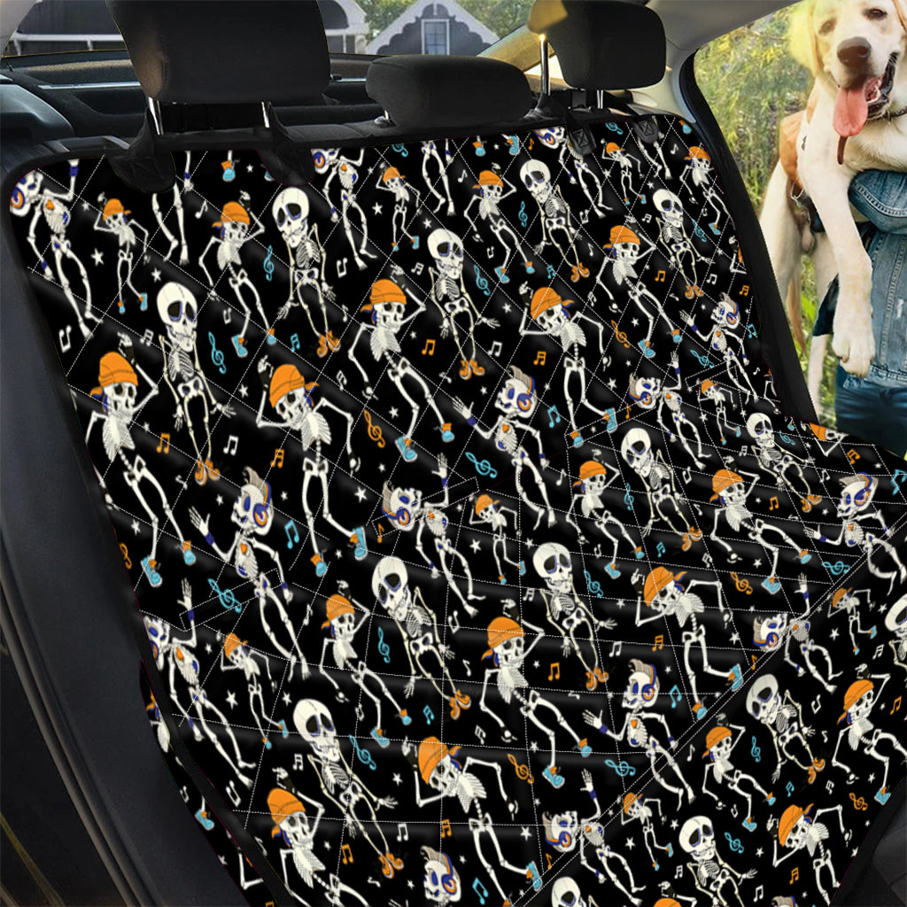 Dancing Skeleton Party Pattern Print Pet Car Back Seat Cover