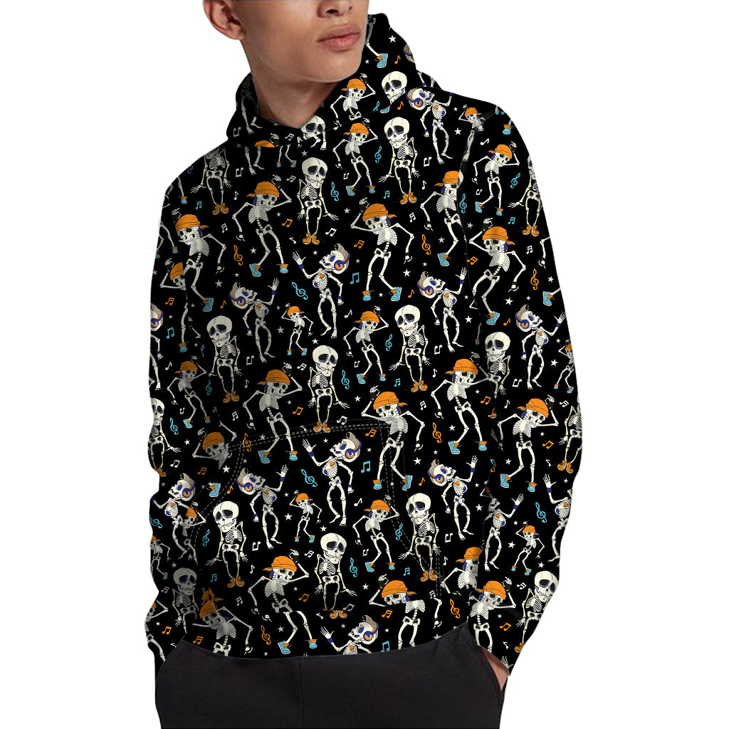 Dancing Skeleton Party Pattern Print Pullover Hoodie