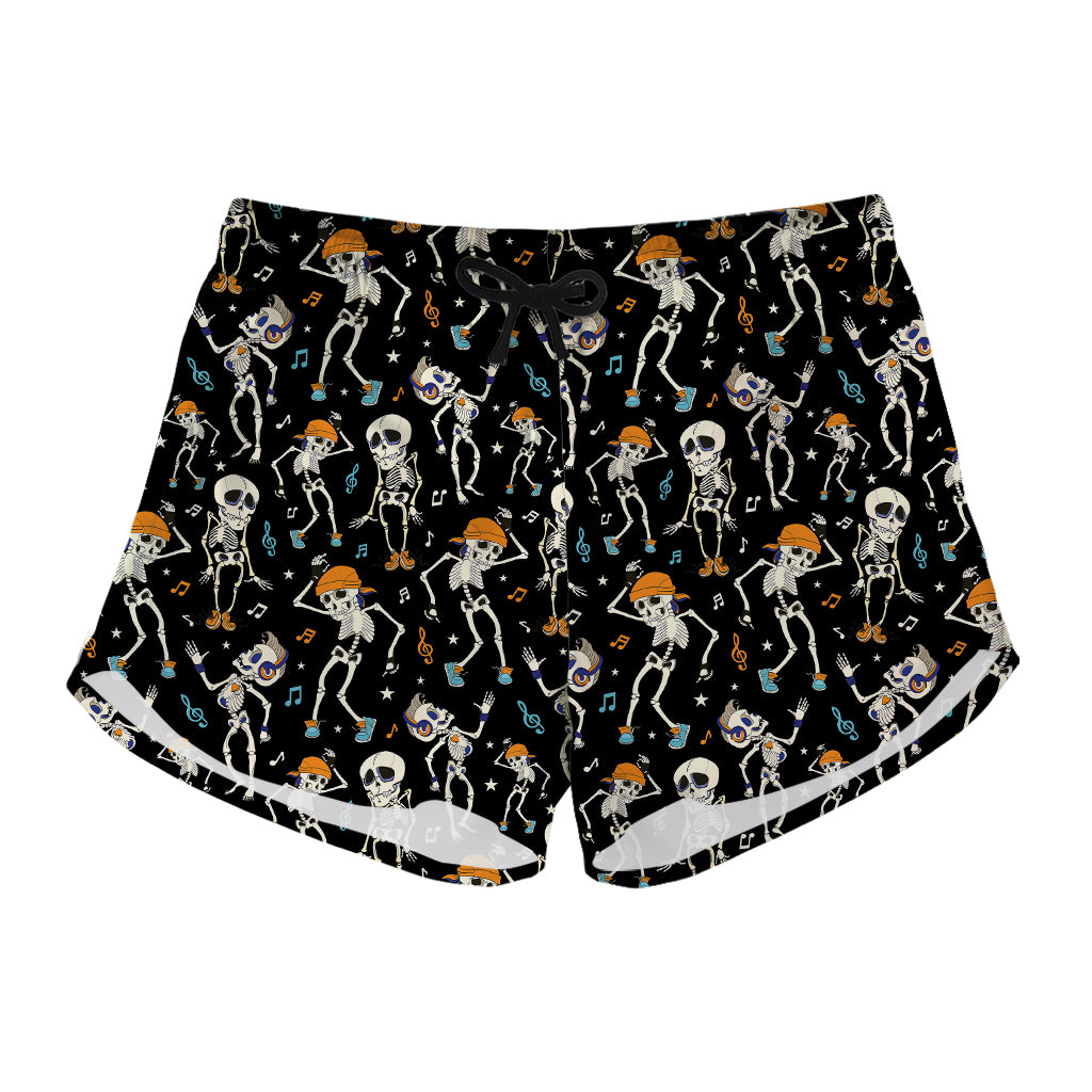 Dancing Skeleton Party Pattern Print Women's Shorts