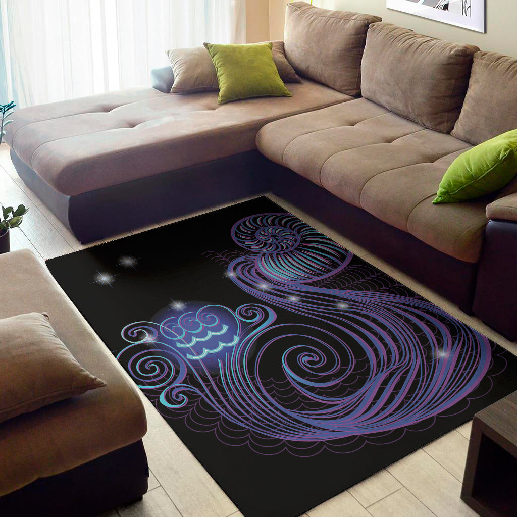 Dark Aquarius Zodiac Sign Print Area Rug