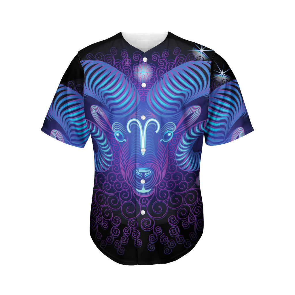 Dark Aries Zodiac Sign Print Men's Baseball Jersey