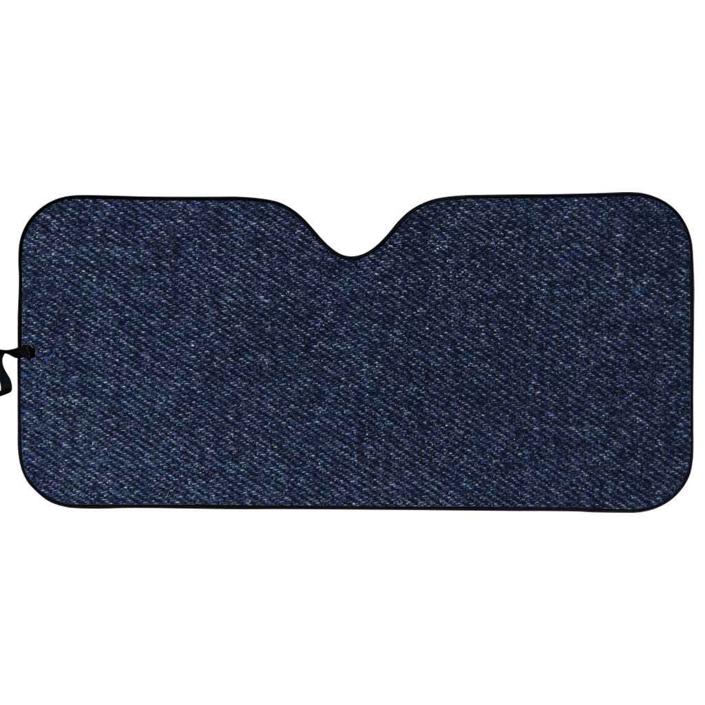 Dark Blue Denim Jeans Print Car Sun Shade