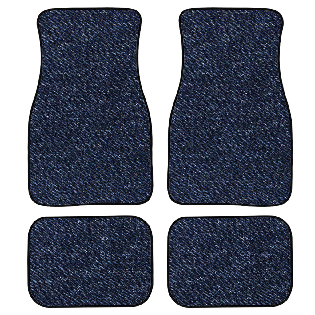 Dark Blue Denim Jeans Print Front and Back Car Floor Mats