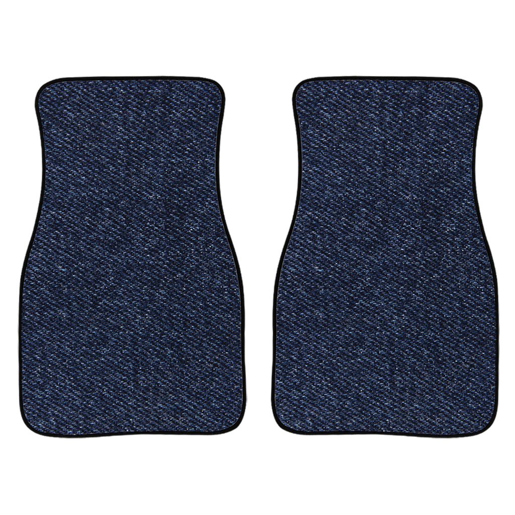 Dark Blue Denim Jeans Print Front Car Floor Mats