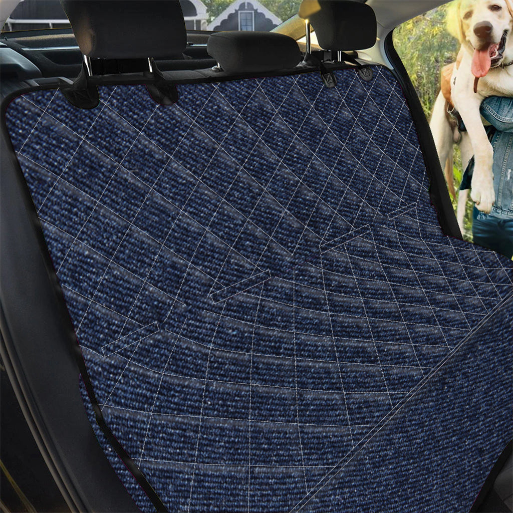 Dark Blue Denim Jeans Print Pet Car Back Seat Cover