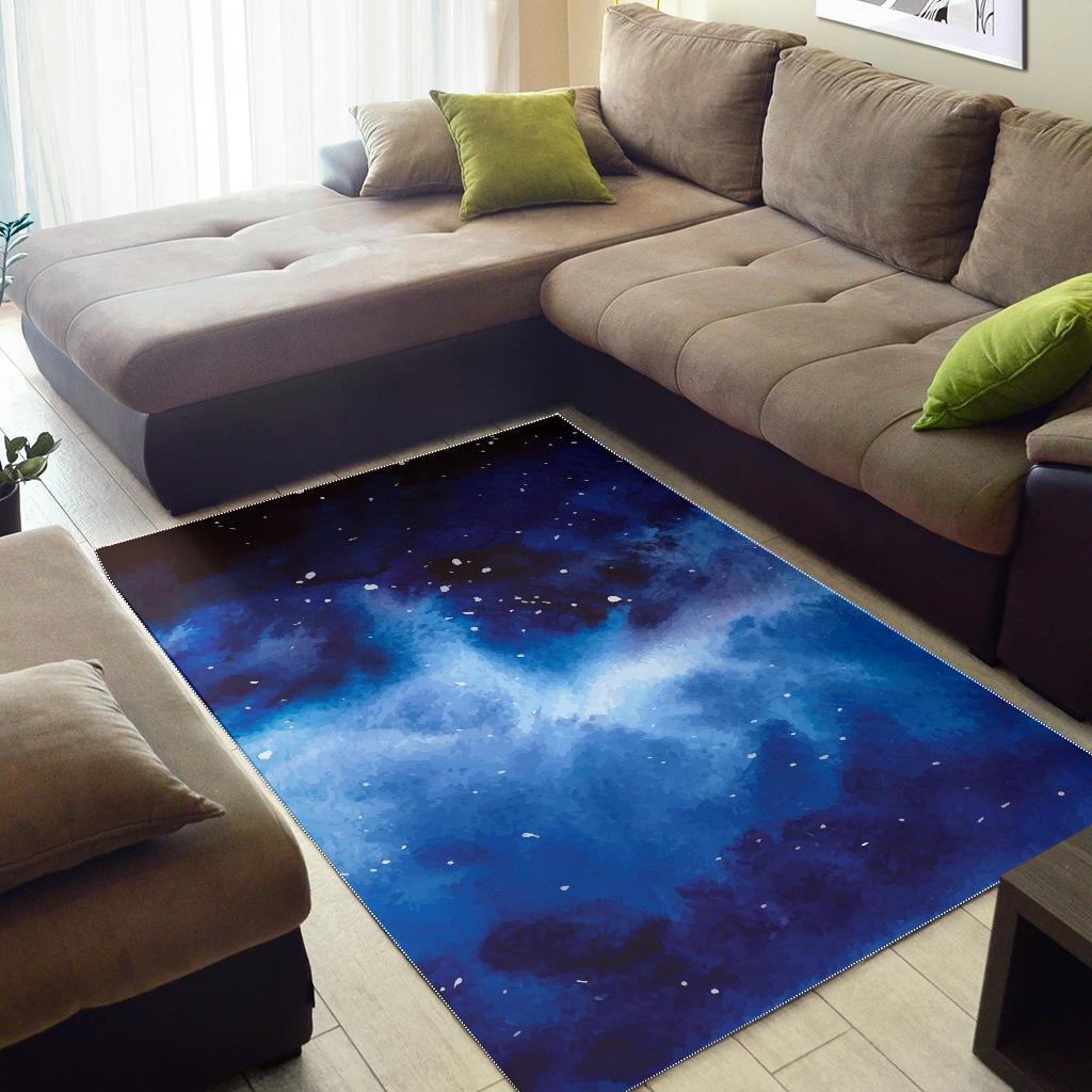 Dark Blue Galaxy Space Print Area Rug