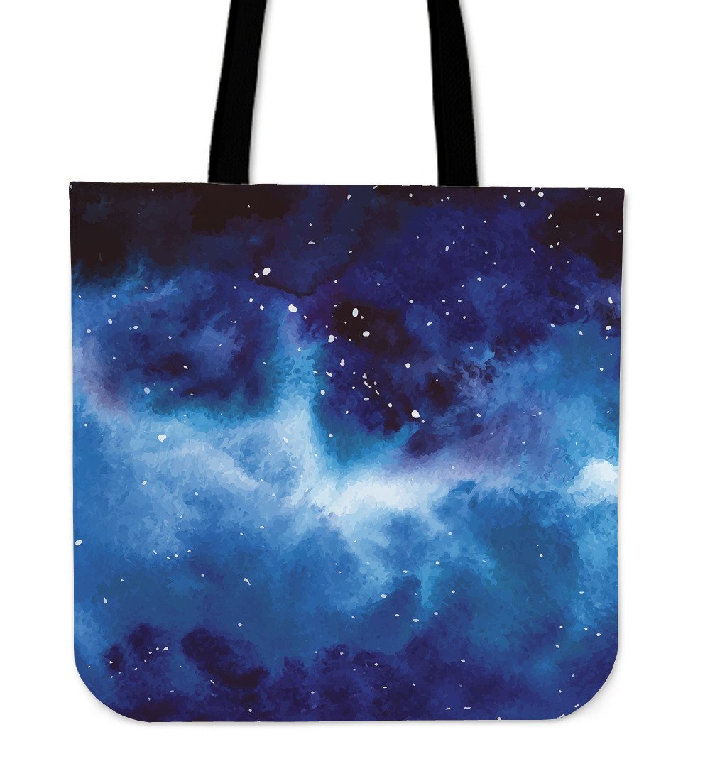 Dark Blue Galaxy Space Print Canvas Tote Bag