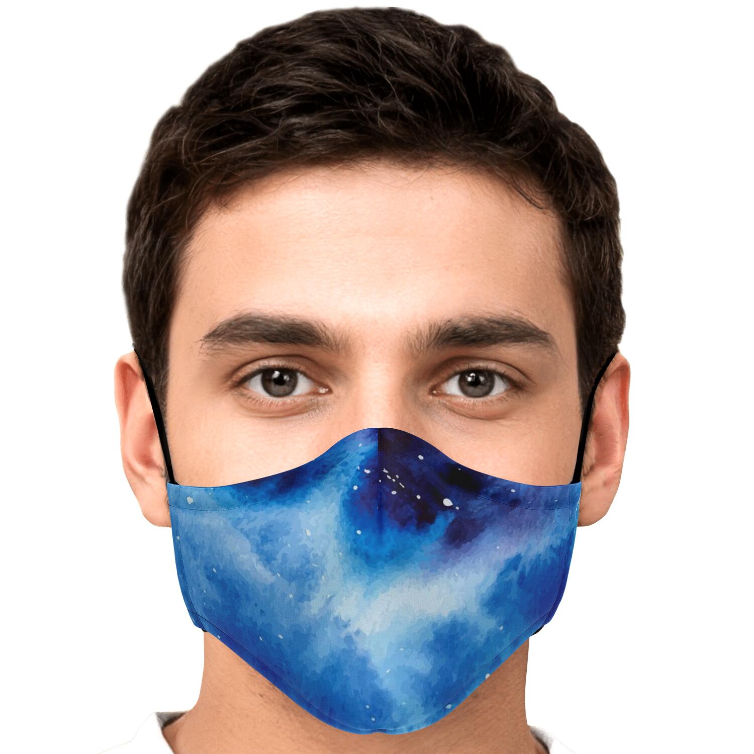 Dark Blue Galaxy Space Print Face Mask