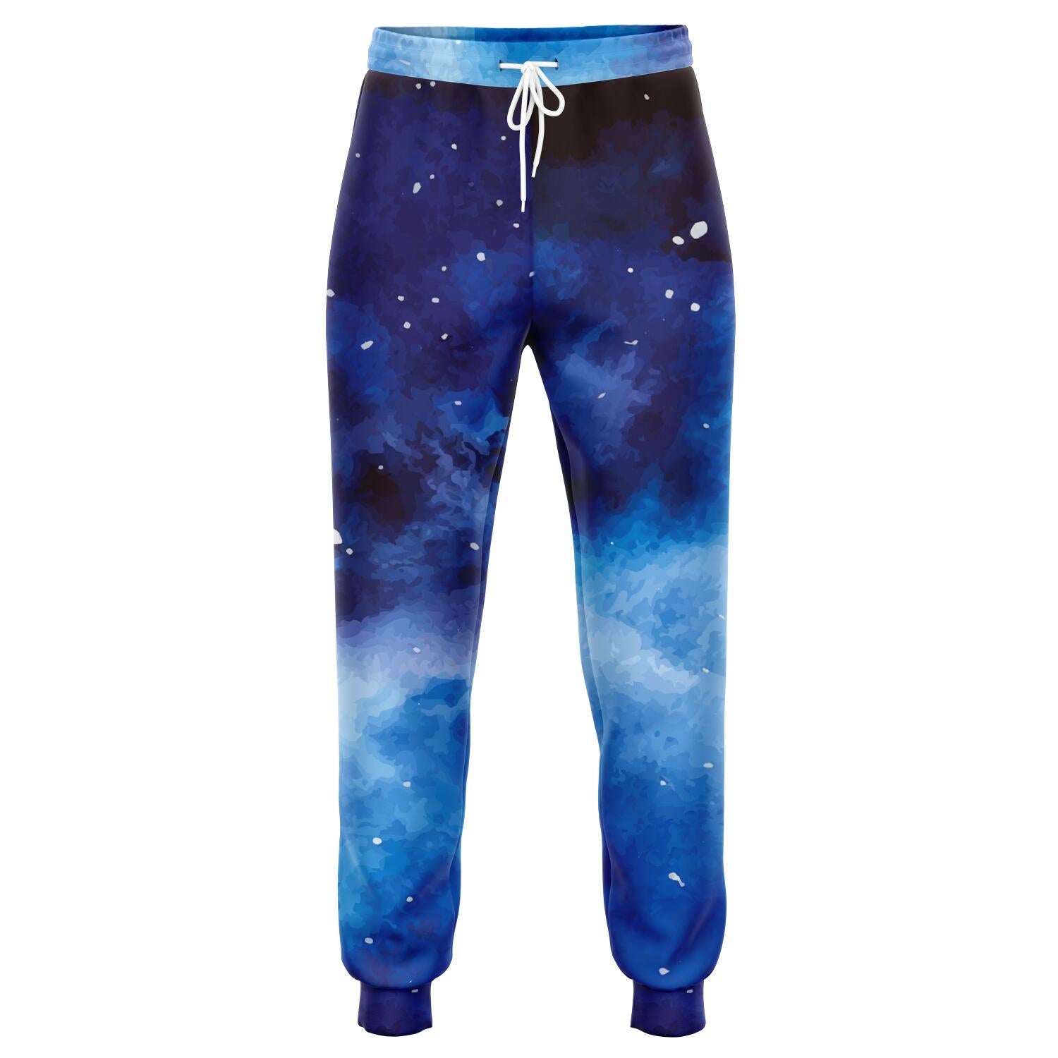 Dark Blue Galaxy Space Print Jogger Pants