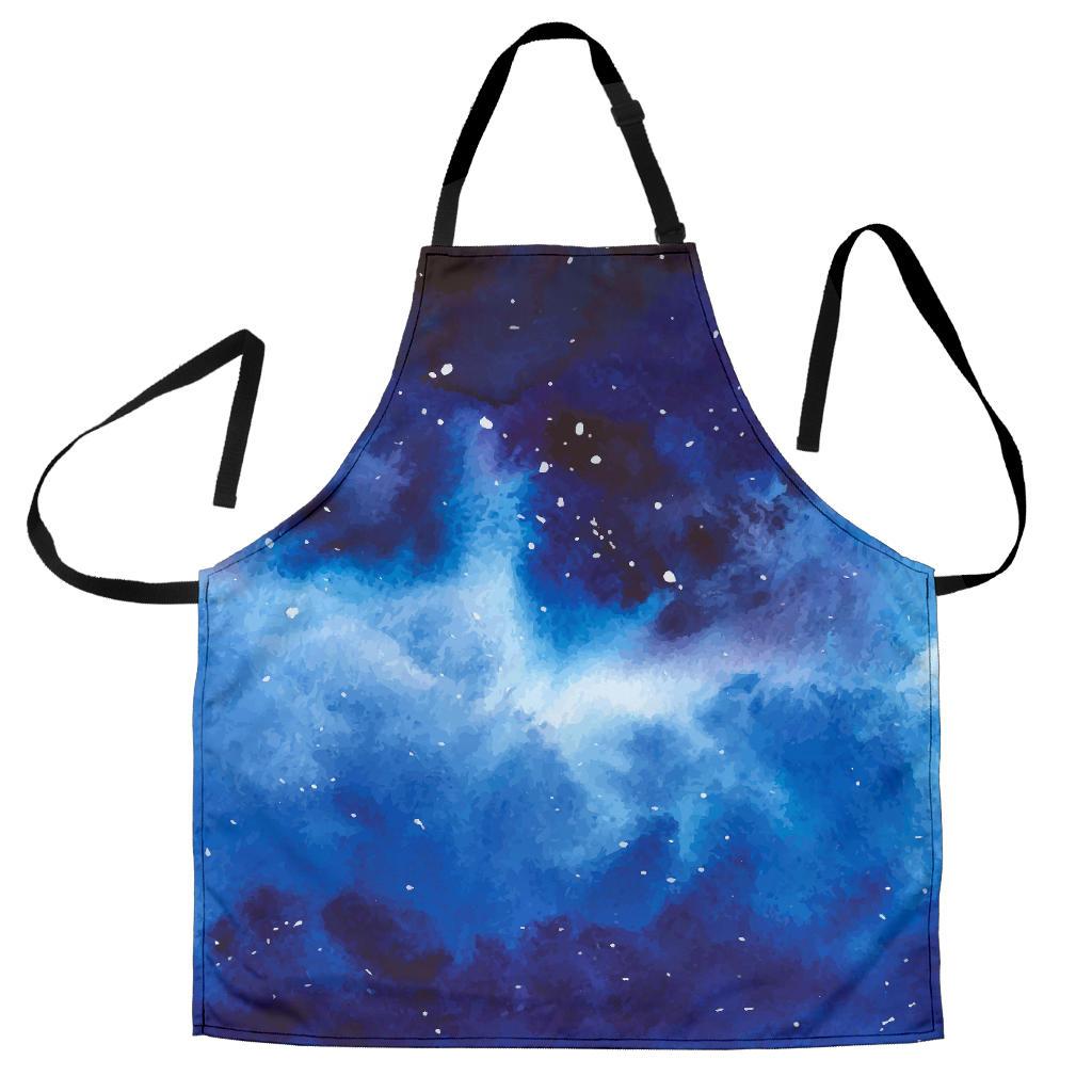 Dark Blue Galaxy Space Print Men's Apron