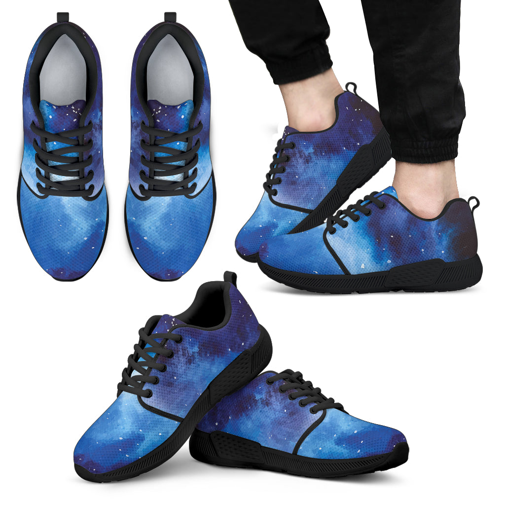 Dark Blue Galaxy Space Print Men's Athletic Shoes