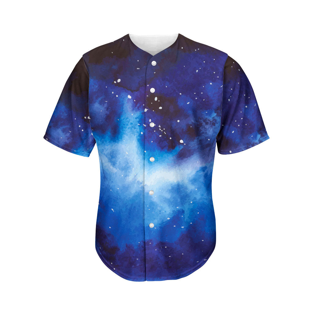 Dark Blue Galaxy Space Print Men's Baseball Jersey