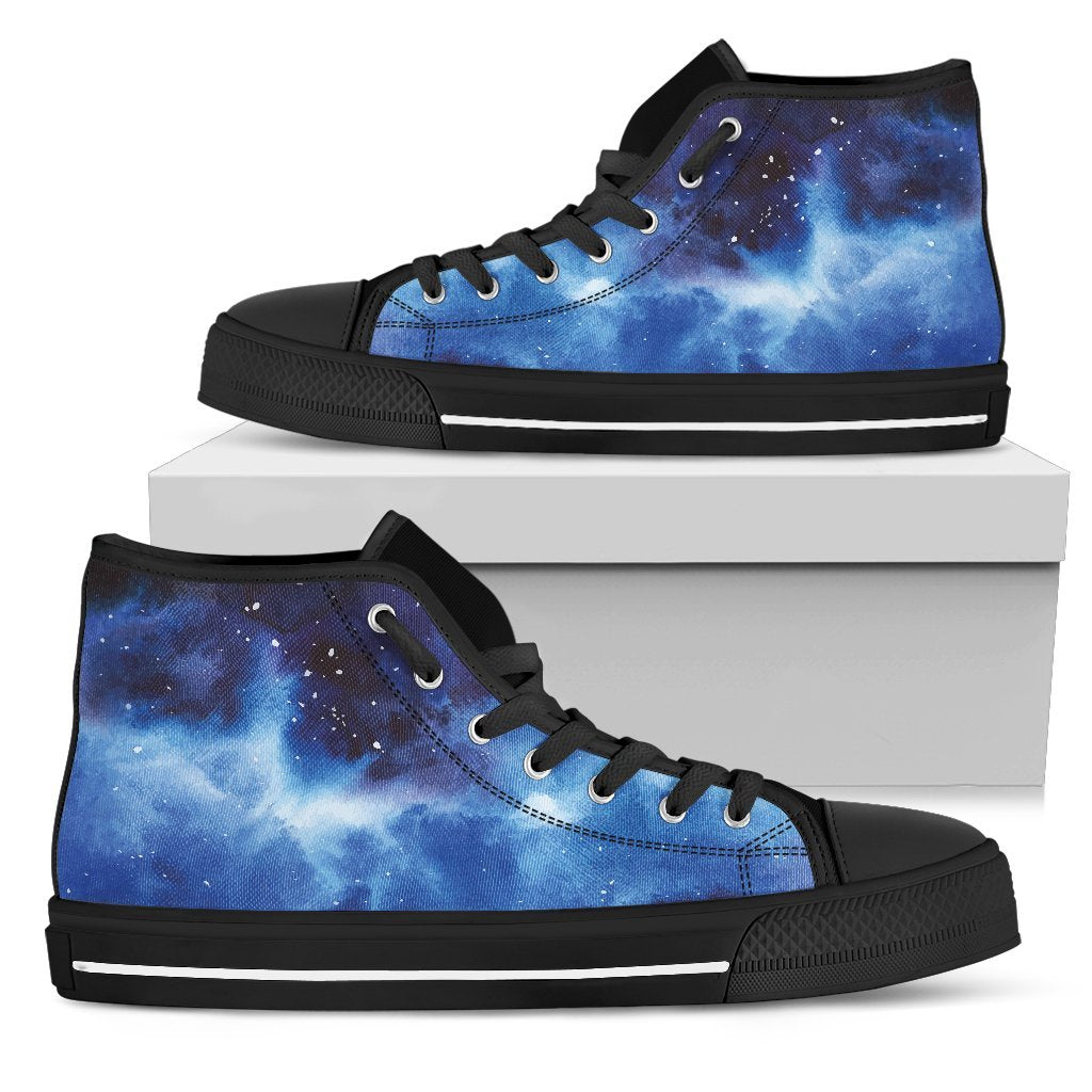 Dark Blue Galaxy Space Print Men's High Top Shoes