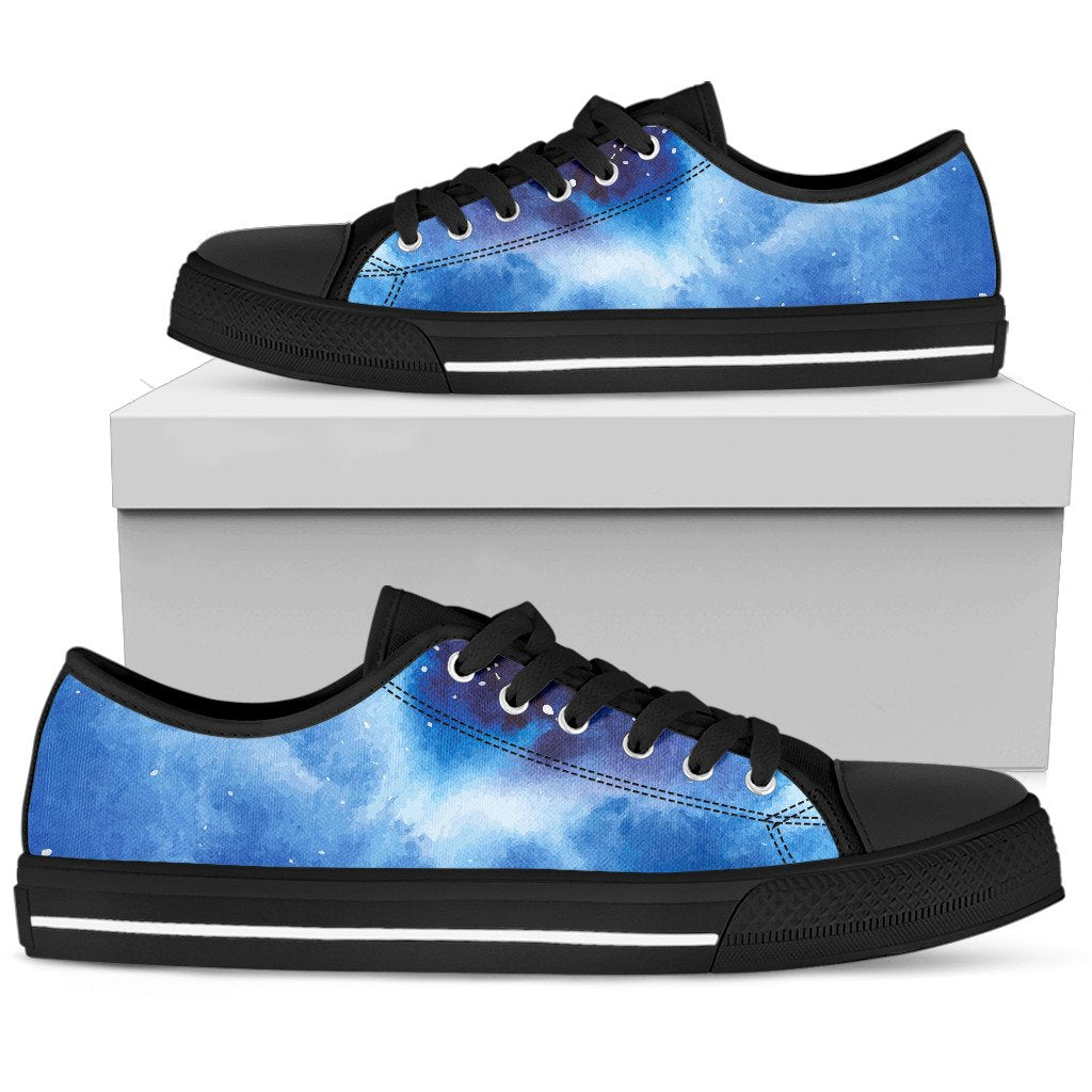 Dark Blue Galaxy Space Print Men's Low Top Shoes