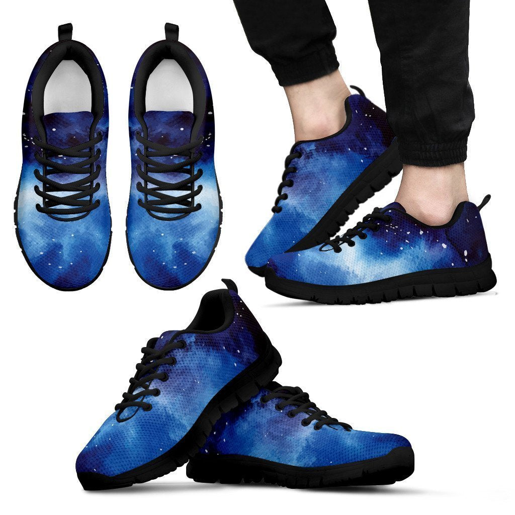 Dark Blue Galaxy Space Print Men's Sneakers