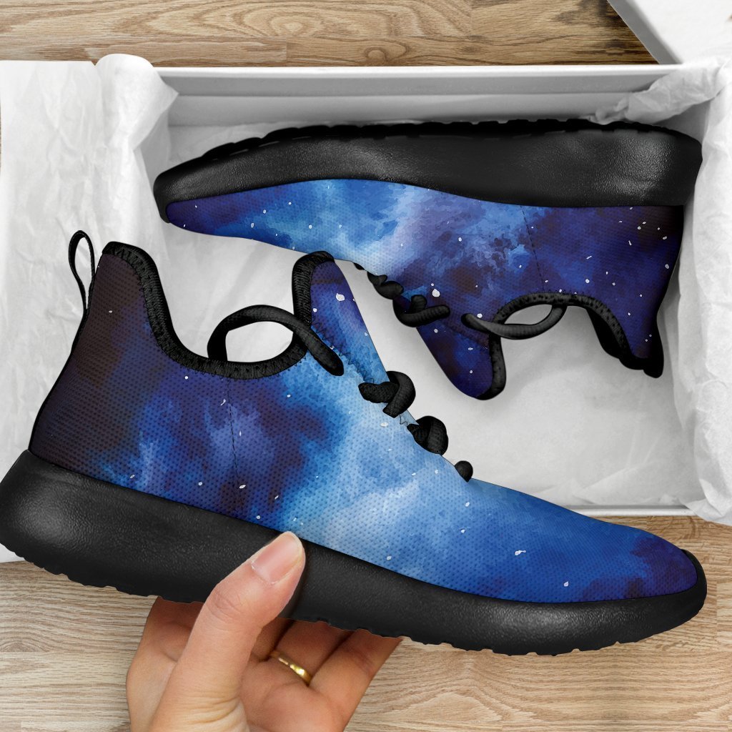 Dark Blue Galaxy Space Print Mesh Knit Shoes