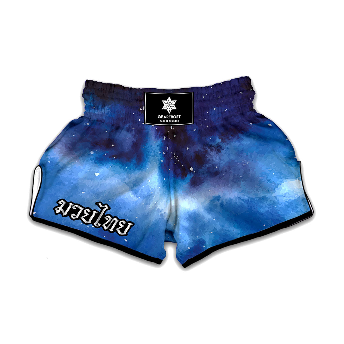 Dark Blue Galaxy Space Print Muay Thai Boxing Shorts