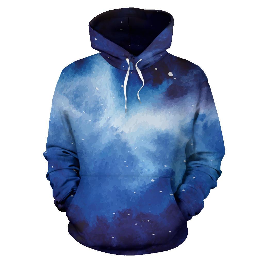 Dark Blue Galaxy Space Print Pullover Hoodie