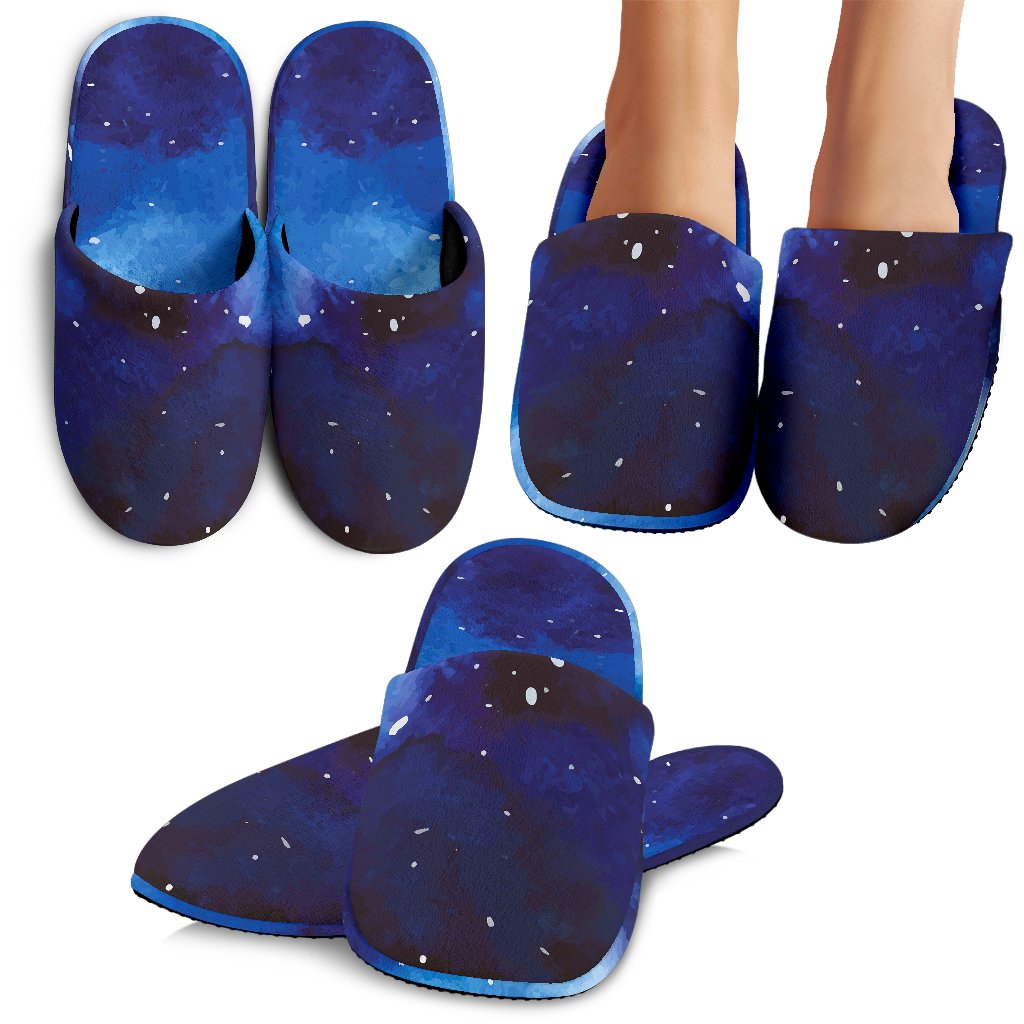 Dark Blue Galaxy Space Print Slippers