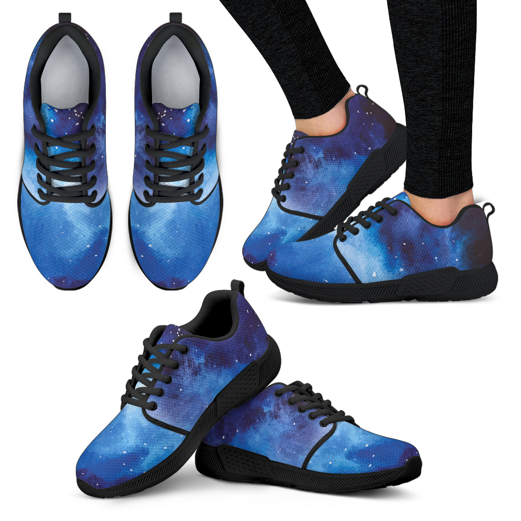 Dark Blue Galaxy Space Print Women's Athletic Shoes