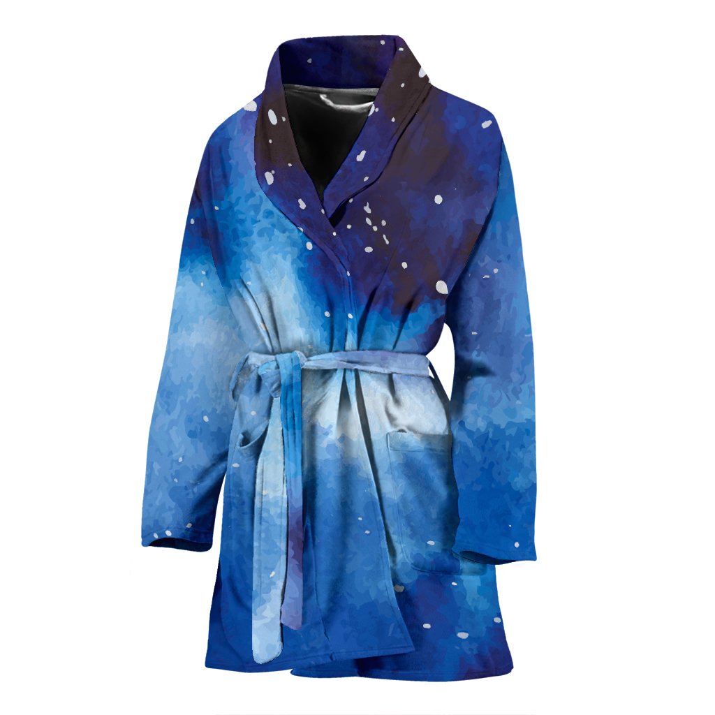 Dark Blue Galaxy Space Print Women's Bathrobe