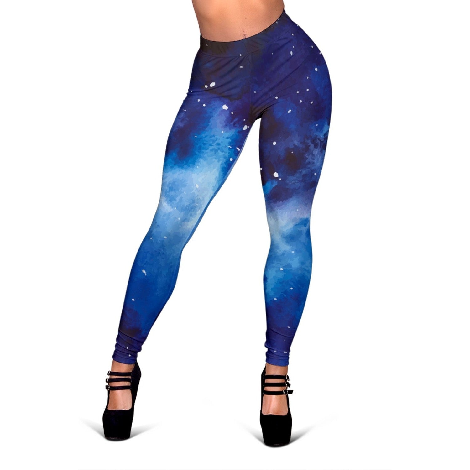 Dark Blue Galaxy Space Print Women's Leggings