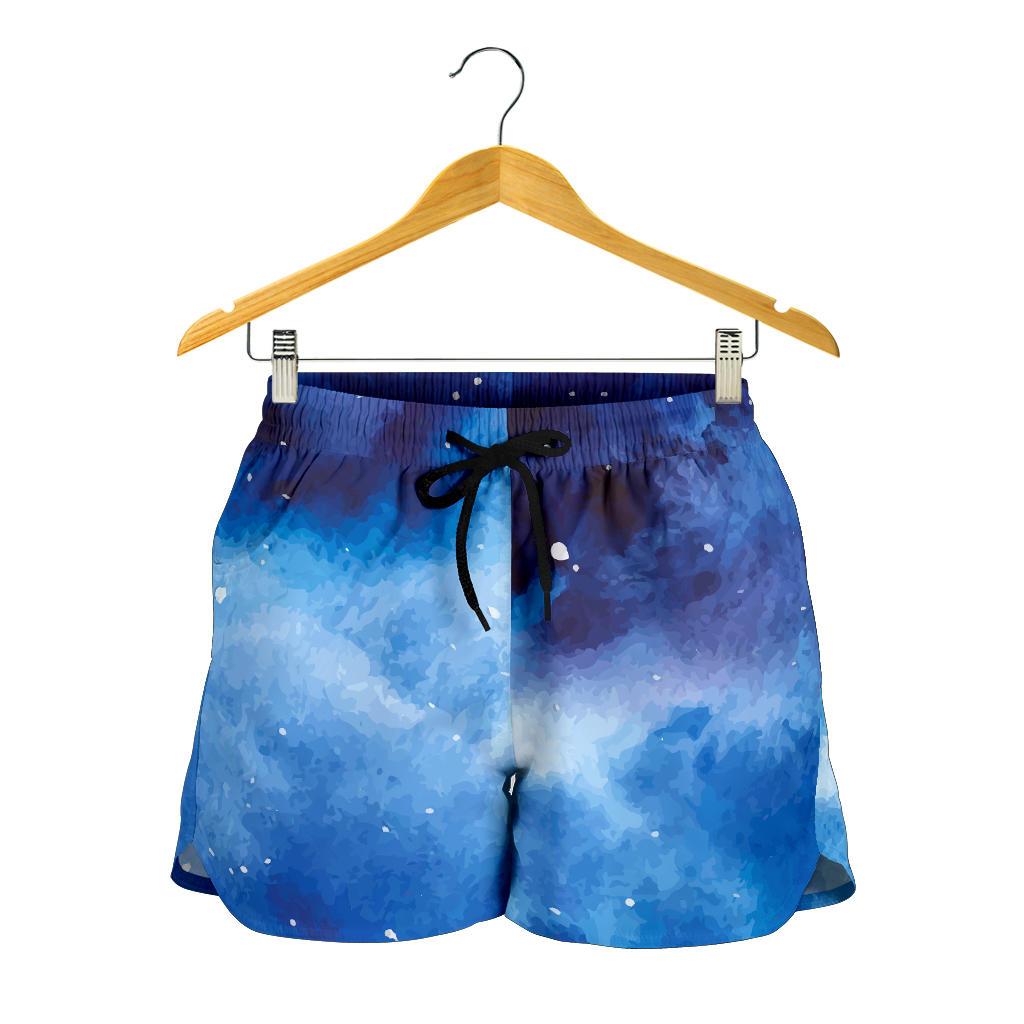 Dark Blue Galaxy Space Print Women's Shorts