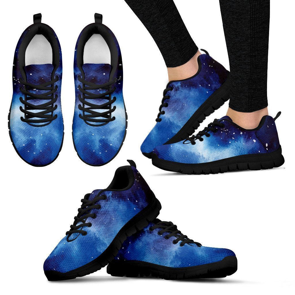 Dark Blue Galaxy Space Print Women's Sneakers