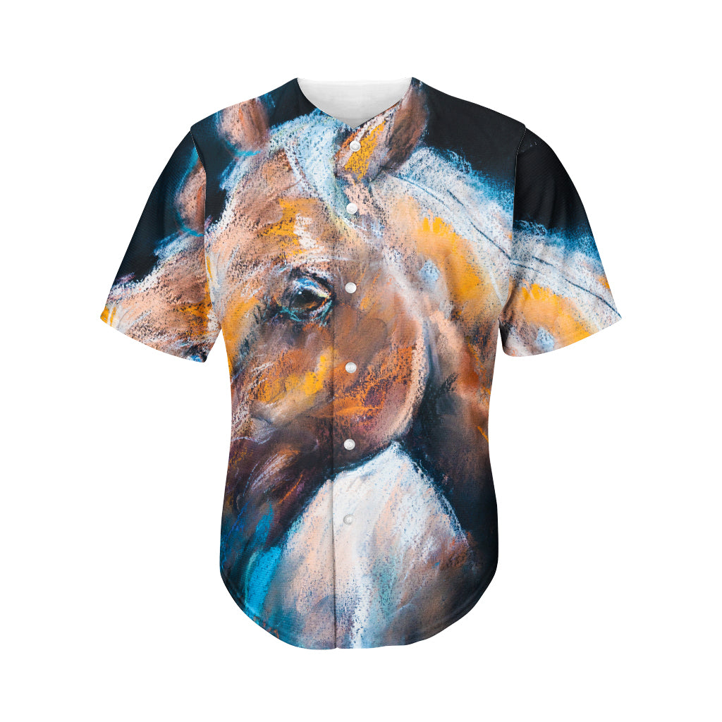 Dark Blue Horse Painting Print Men's Baseball Jersey