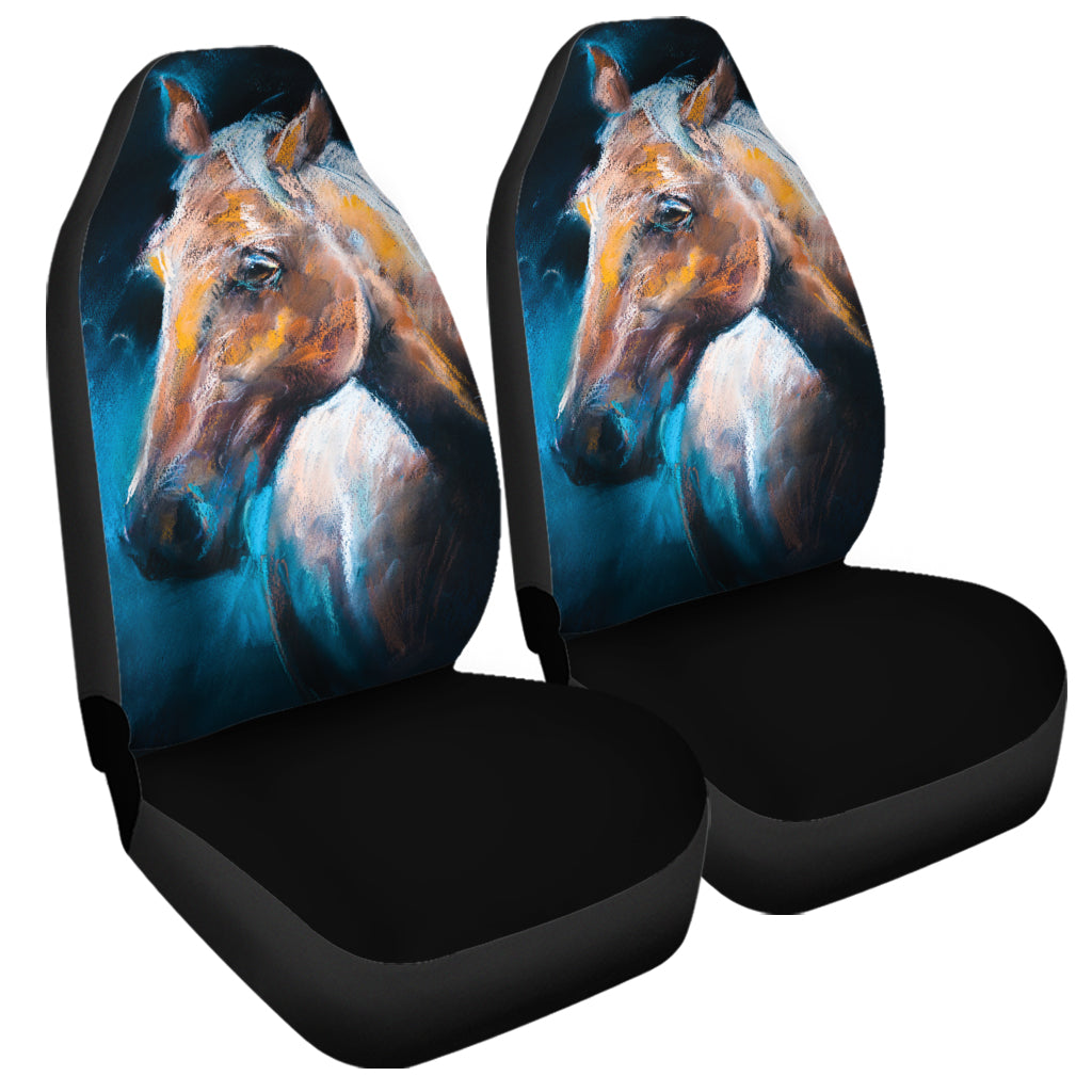 Dark Blue Horse Painting Print Universal Fit Car Seat Covers