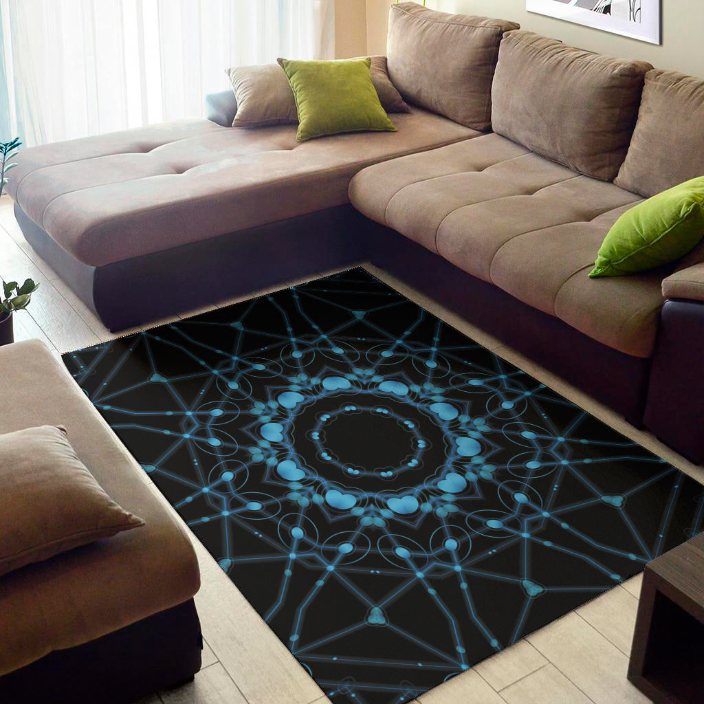 Dark Blue Kaleidoscope Print Area Rug