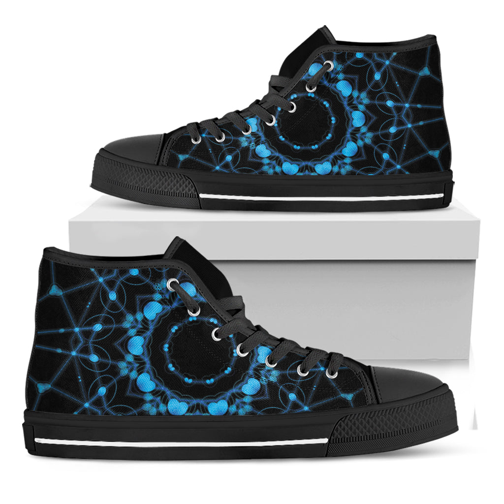 Dark Blue Kaleidoscope Print Black High Top Shoes