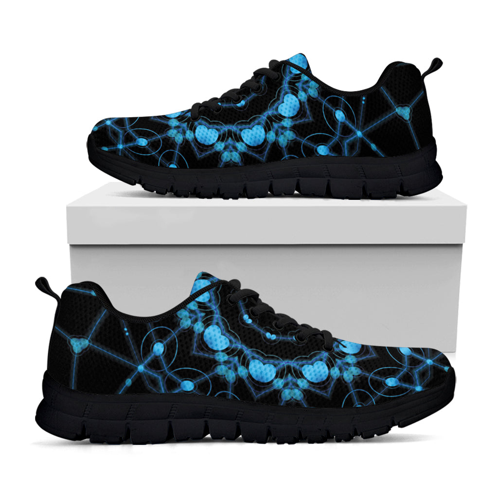 Dark Blue Kaleidoscope Print Black Sneakers