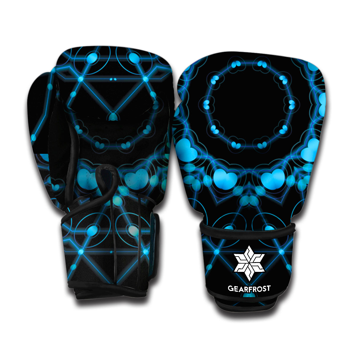 Dark Blue Kaleidoscope Print Boxing Gloves