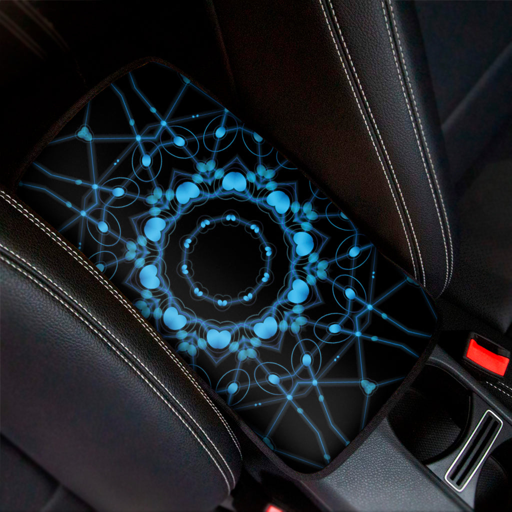 Dark Blue Kaleidoscope Print Car Center Console Cover