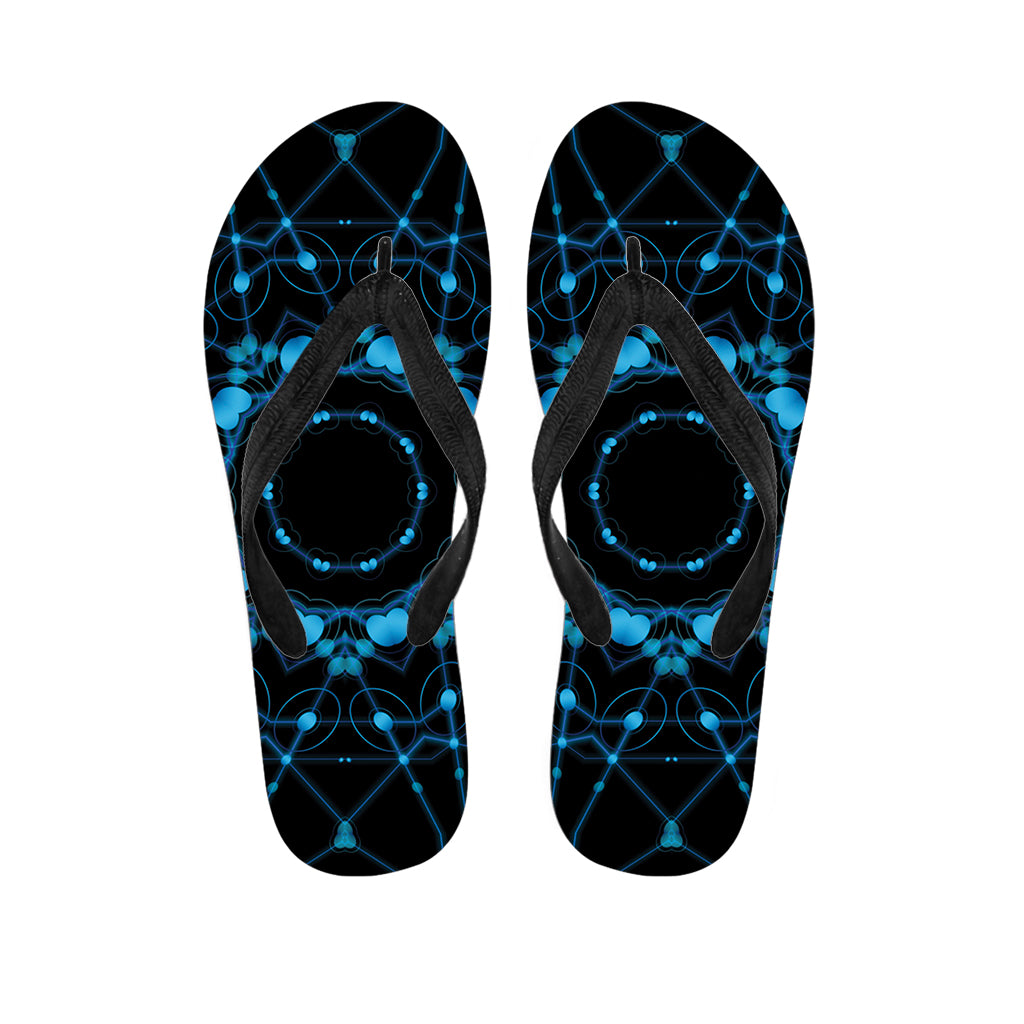 Dark Blue Kaleidoscope Print Flip Flops