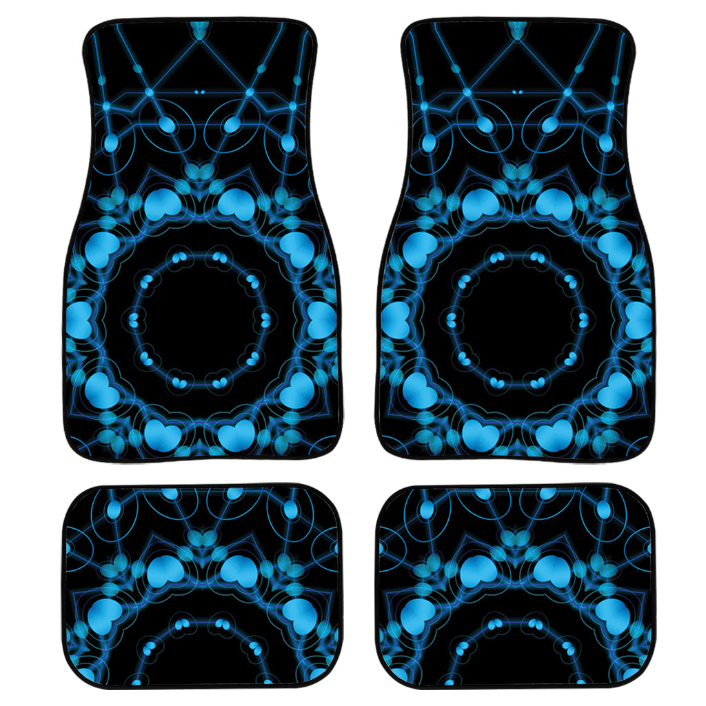 Dark Blue Kaleidoscope Print Front and Back Car Floor Mats