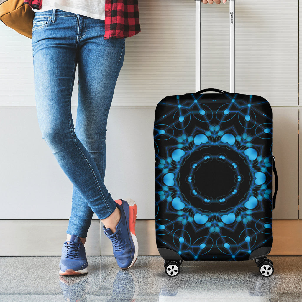 Dark Blue Kaleidoscope Print Luggage Cover