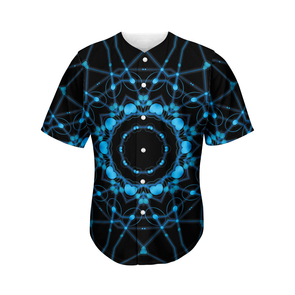 Dark Blue Kaleidoscope Print Men's Baseball Jersey